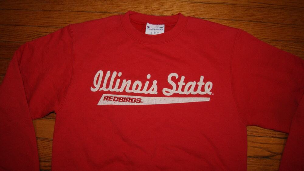 ILLINOIS STATE REDBIRDS ISU Red Champion Small Crewneck Sweatshirt Script Logo